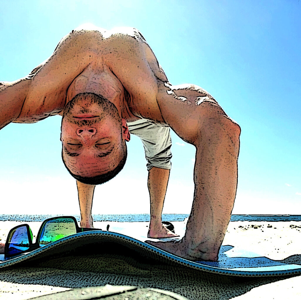 Craig Matthew Feigin doing bridge stretch yoga